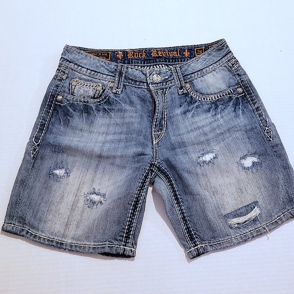 Rock Revival Blue Denim Shorts - Picture 2 of 4